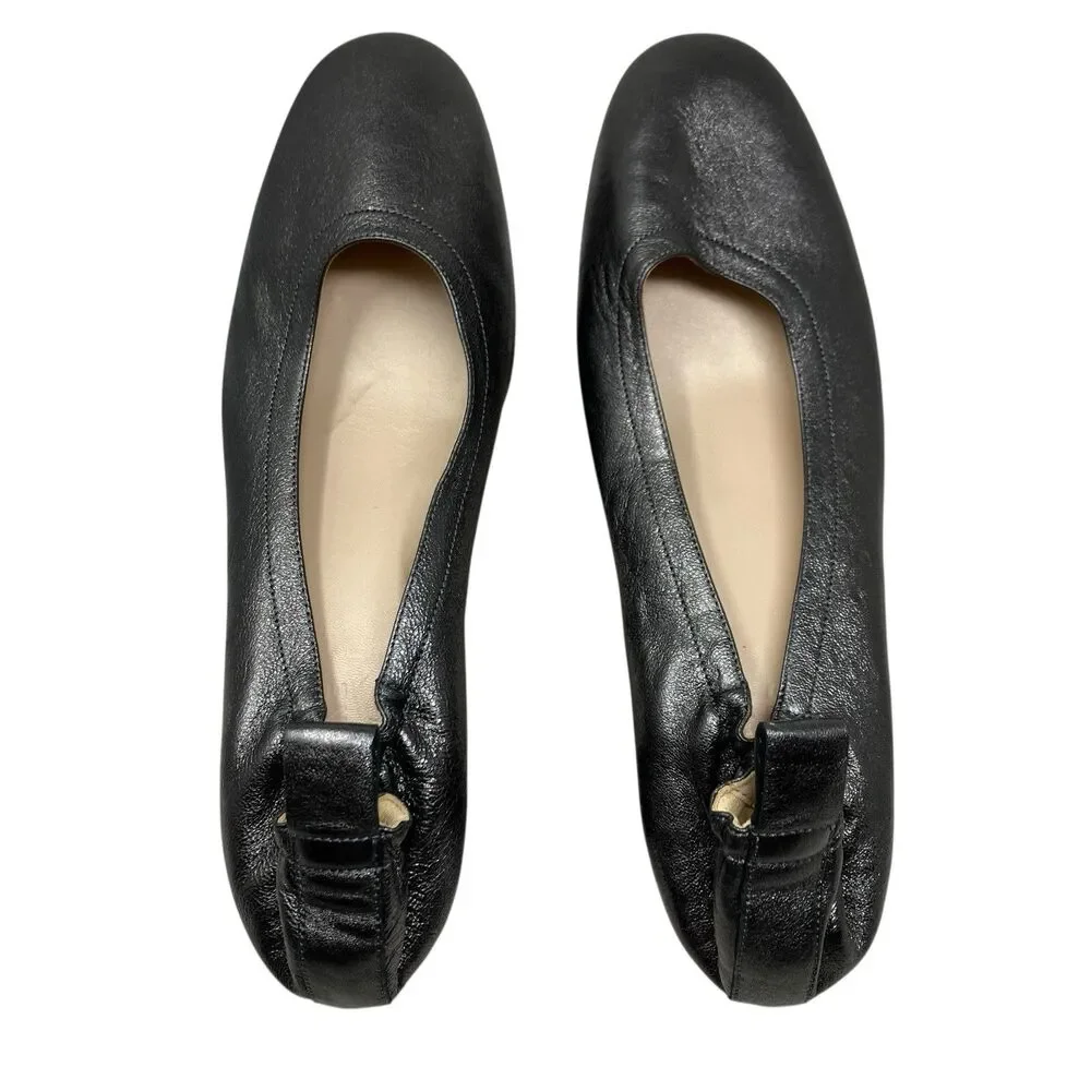 Everlane Black Metallic‎ Leather Day Slip On Evening Pumps